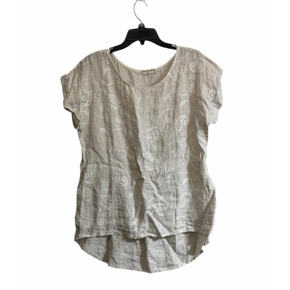 Terzo Millennio Linen Tunic Top Small Tan Italy Lagenlook High-Low Coastal Boho